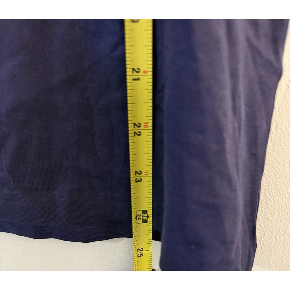 Lauren Ralph Lauren Crew Neck Shirt Women's 1X Navy Blue Silk Blend Lightweight - Picture 6 of 6